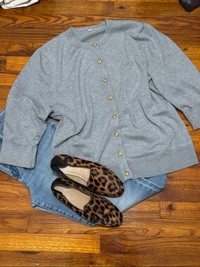 Gray Cardigan Sweater 3/4 sleeves